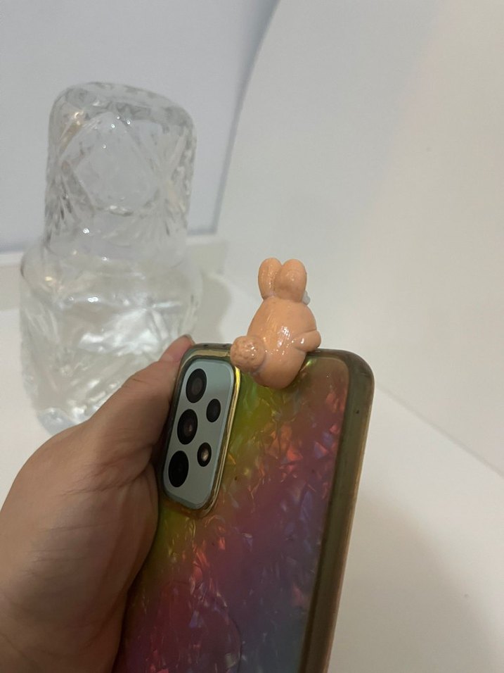 Bej Tavşan Figürlü Telefon Aksesuarı - Görsel 2