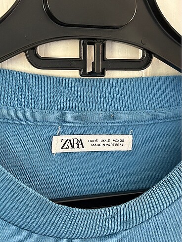 Zara Zara Kolları Oturan Mavi T-Shirt