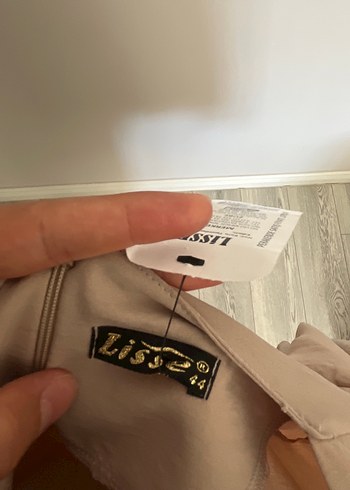 Diğer Bej Keten Kadın Bluz, Fırfırlı, Uzun Kollu