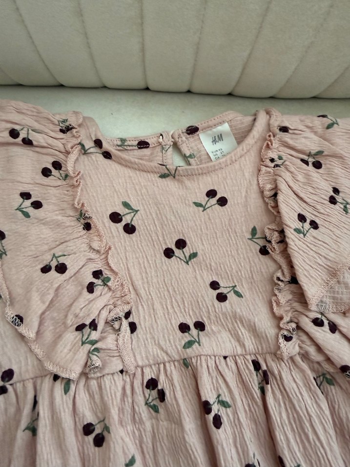 Uzun Kollu Pembe Kız Çocuk Elbisesi - Görsel 5