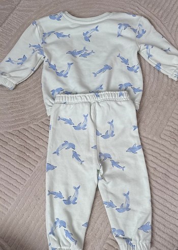 Mavi Yunus Balığı Desenli Bebek Kız-Erkek Takımı - Görsel 3