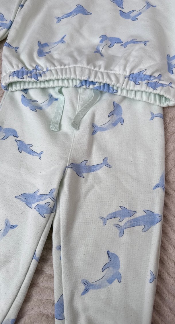 Mavi Yunus Balığı Desenli Bebek Kız-Erkek Takımı - Görsel 2
