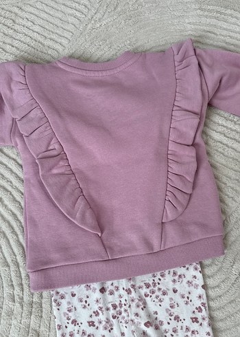 Pembe Fırfırlı Uzun Kollu Bebek Kız Takımı - Görsel 3