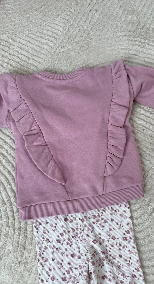 Pembe Fırfırlı Uzun Kollu Bebek Kız Takımı - Görsel 3