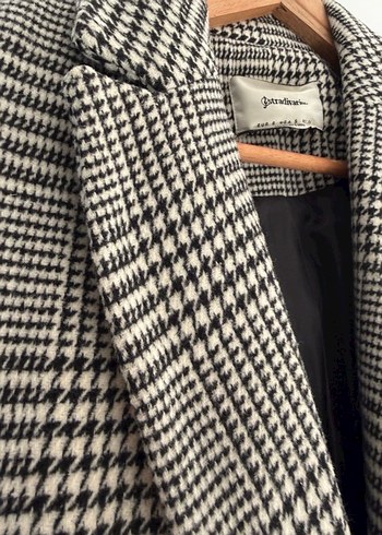 Gri Ekose Midi Kadın Kaban - Görsel 5