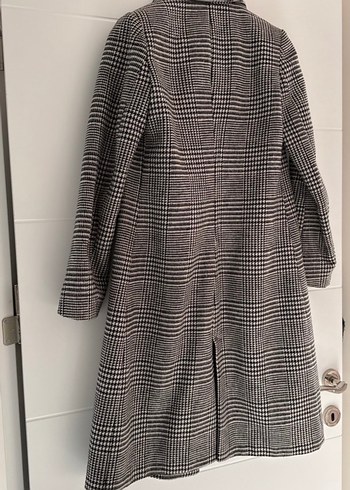 Gri Ekose Midi Kadın Kaban - Görsel 3