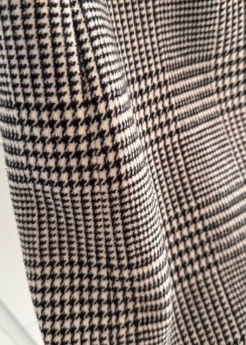 Gri Ekose Midi Kadın Kaban - Görsel 4