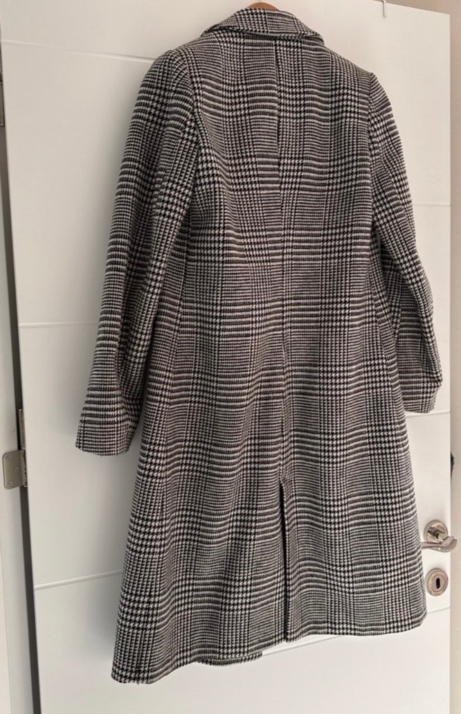 Gri Ekose Midi Kadın Kaban - Görsel 3