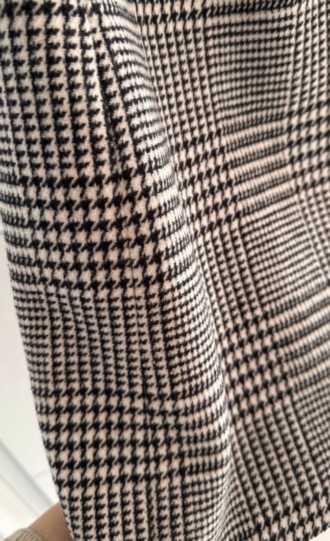 Gri Ekose Midi Kadın Kaban - Görsel 4