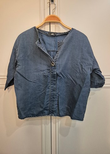 Düğmeli Loose Fit Kısa Kollu Kot Gömlek