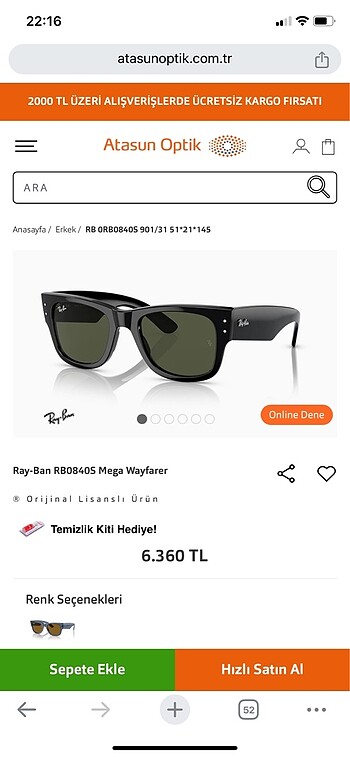 Ray ban orjinal gözlük