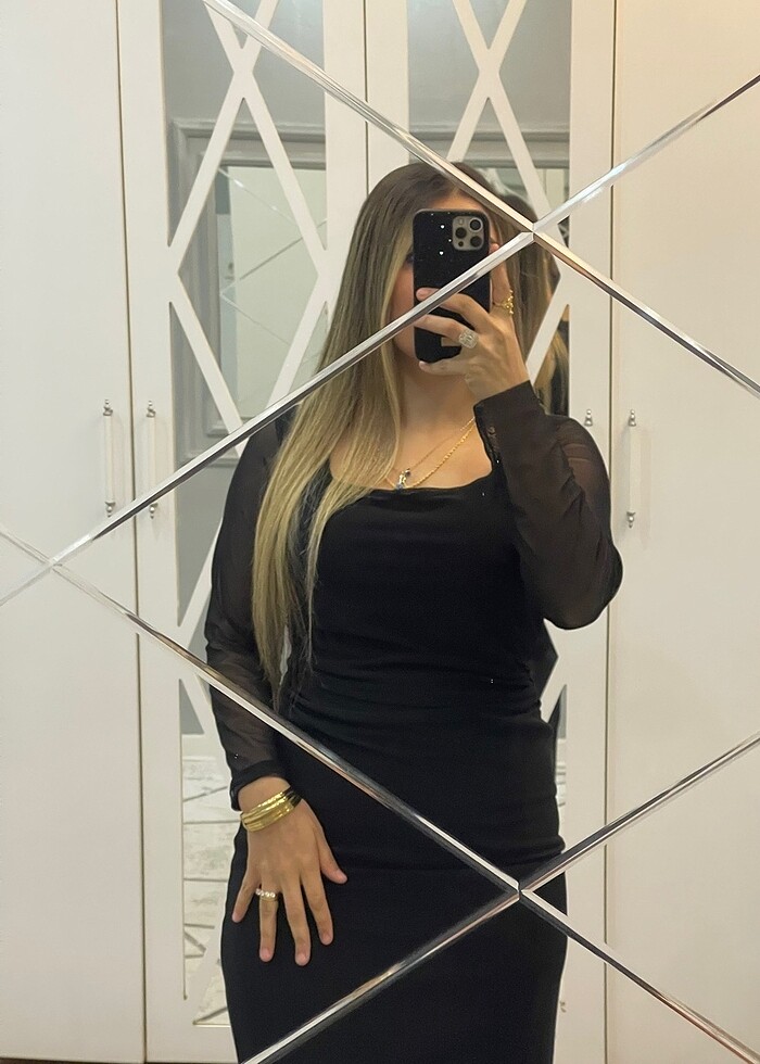 Siyah transparn elbise - Görsel 2