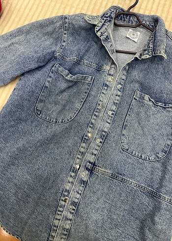 Düğmeli Bol Kesim Kadın Kot Ceket - Görsel 3