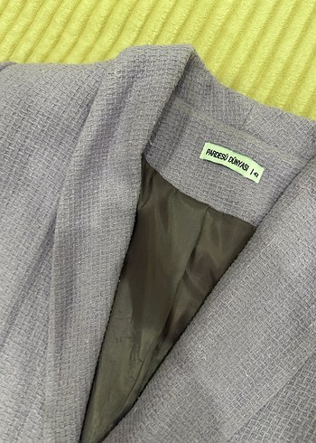 Düğmeli lila Kadın Midi Blazer Ceket - Görsel 2