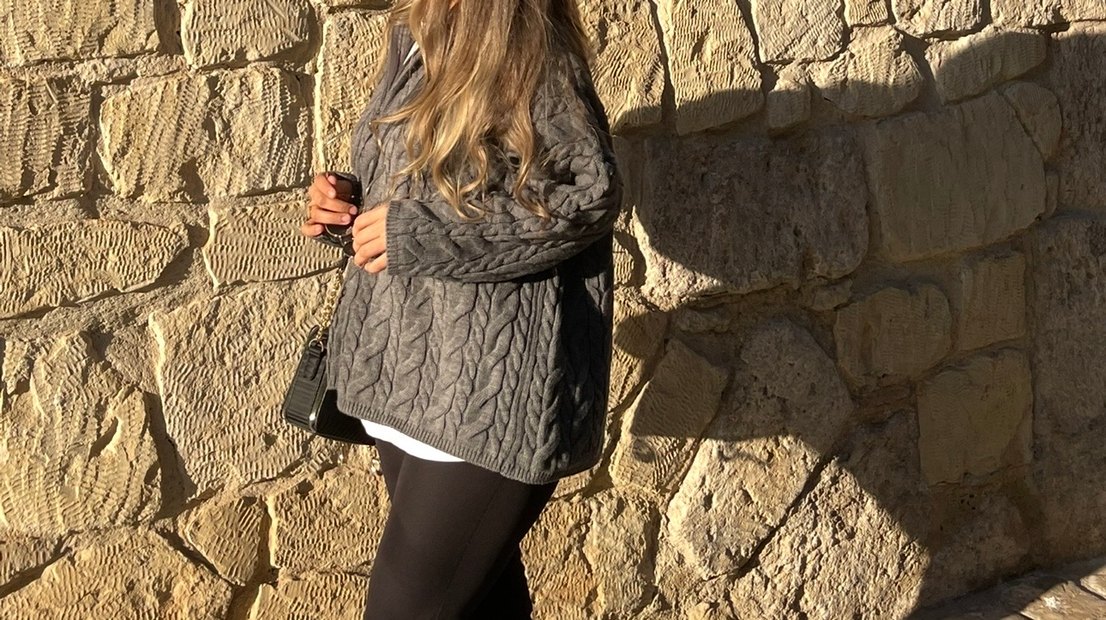 Gri Yılan Desenli Örgü Kadın Kazak - Görsel 2