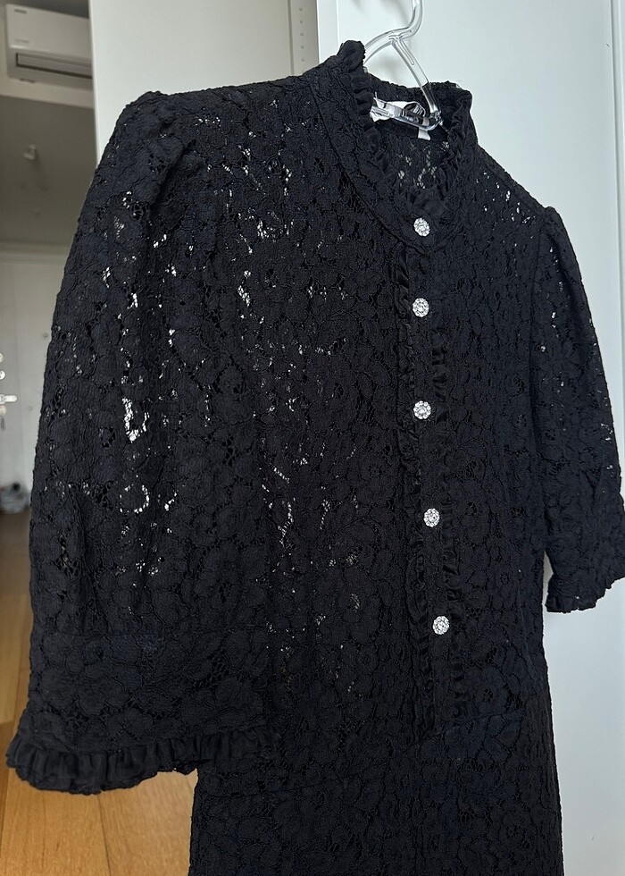 ZARA siyah dantel elbise - Görsel 3