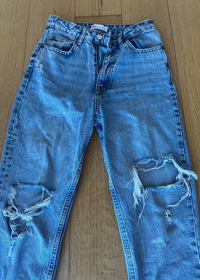 ZARA yırtık detaylı mom jean pantolon - Görsel 2