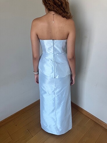 Bebe mavi abiye elbise, etiketli - kolye küpe hediye - Görsel 6