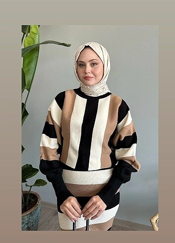 diğer Beden kahverengi Renk Midi boy iç elbiseli ikili takım