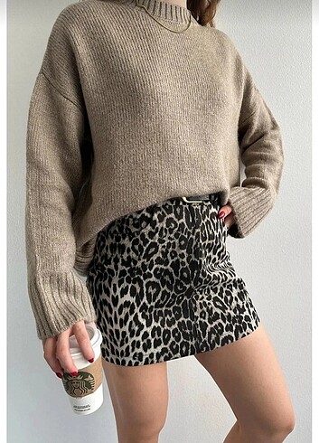 Kahverengi Oversize triko kazak