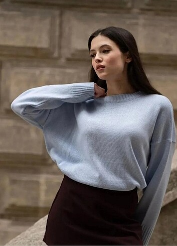 s Beden mavi Renk Oversize triko kazak (mavi)