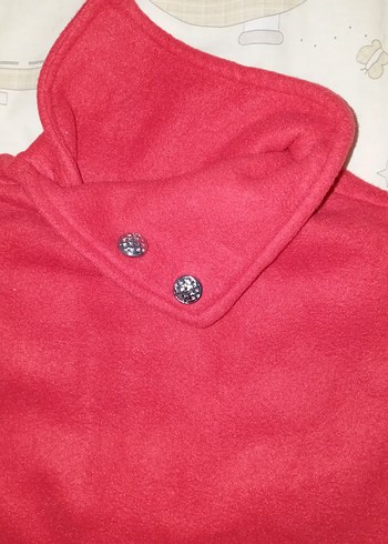 Kız Çocuk Kırmızı Örgü Yaka Panço - Görsel 2