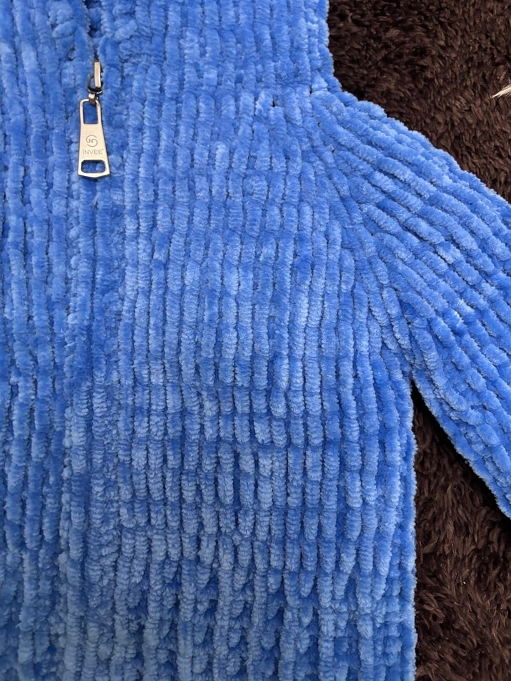 Çocuk Mavi Kapüşonlu mont örgü - Görsel 3