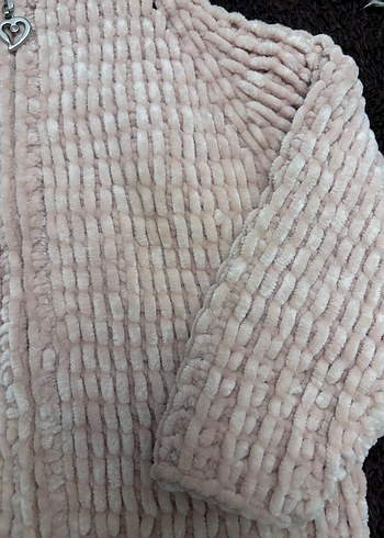 Kız Çocuk Bej Kapüşonlu Örgü Hırka - Görsel 4