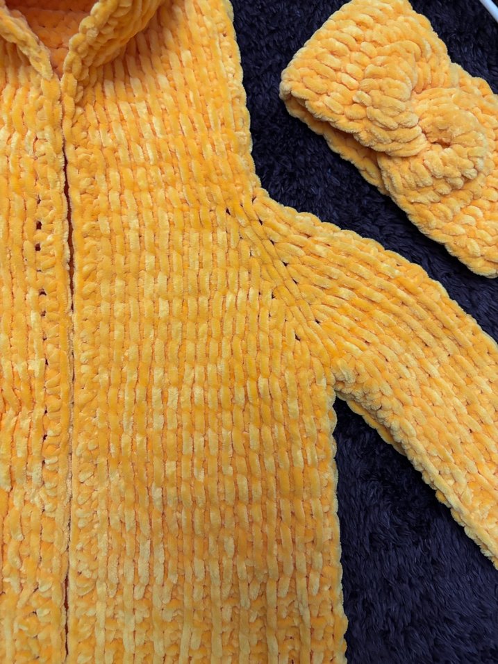 Sarı Bohem Örgü Kız Hırka - Görsel 3