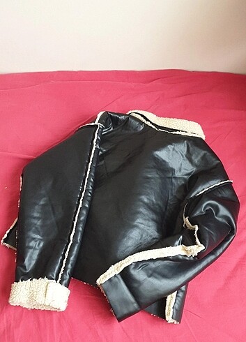 Oversize peluş deri ceket 