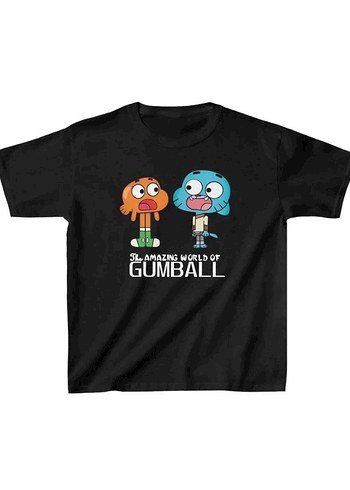 Kız Çocuk Siyah Gumball Baskılı Tişört