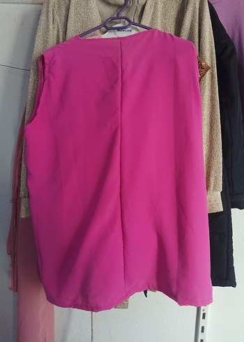 Pembe V Yaka Dökümlü  Bluz - Görsel 5