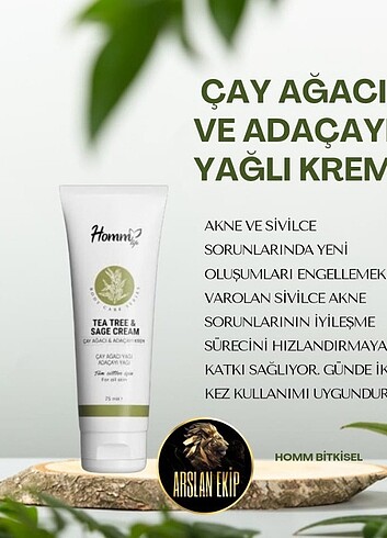 Çay ağacı ve adaçayı yağlı krem