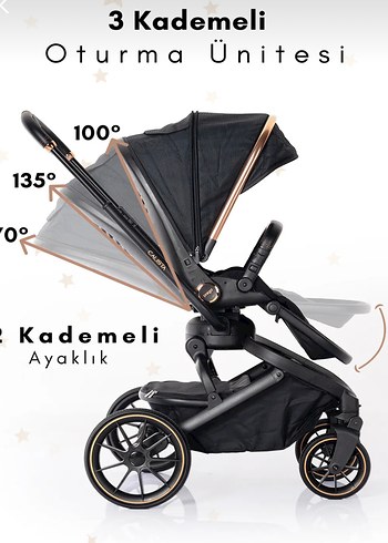 0 - 13 kg Beden siyah Renk Calista Prego Siyah Travel Sistem Bebek Arabası