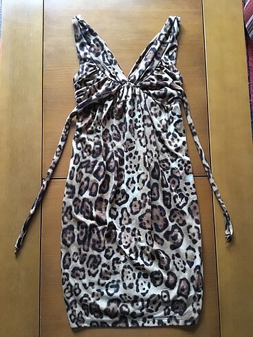 Mango leopar dizüstü elbise