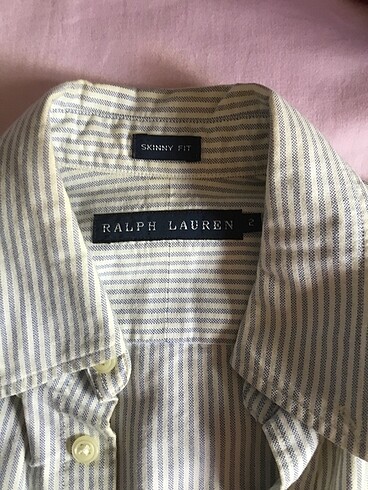 xs Beden Ralph Lauren skiny fit gömlek, mavi çizgili