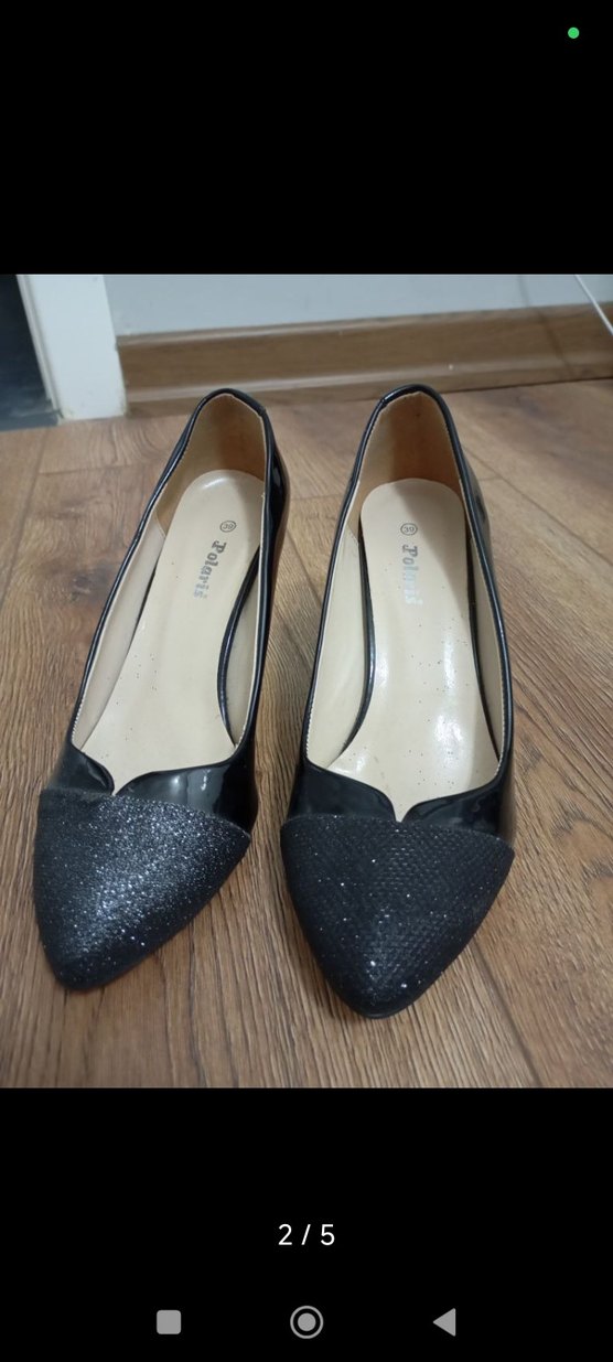 Siyah Parlak Tokalı Stiletto Topuklu Kadın Ayakkabı - Görsel 2