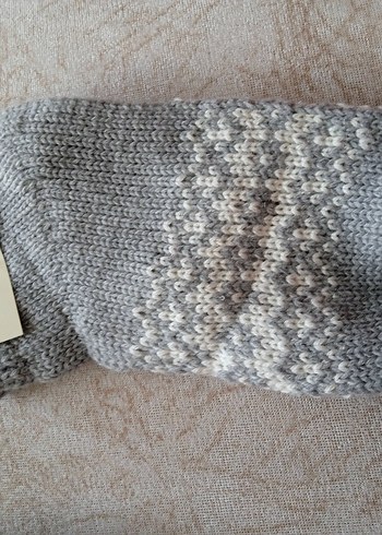 Gri Örgü PATİK Çorap - Görsel 2