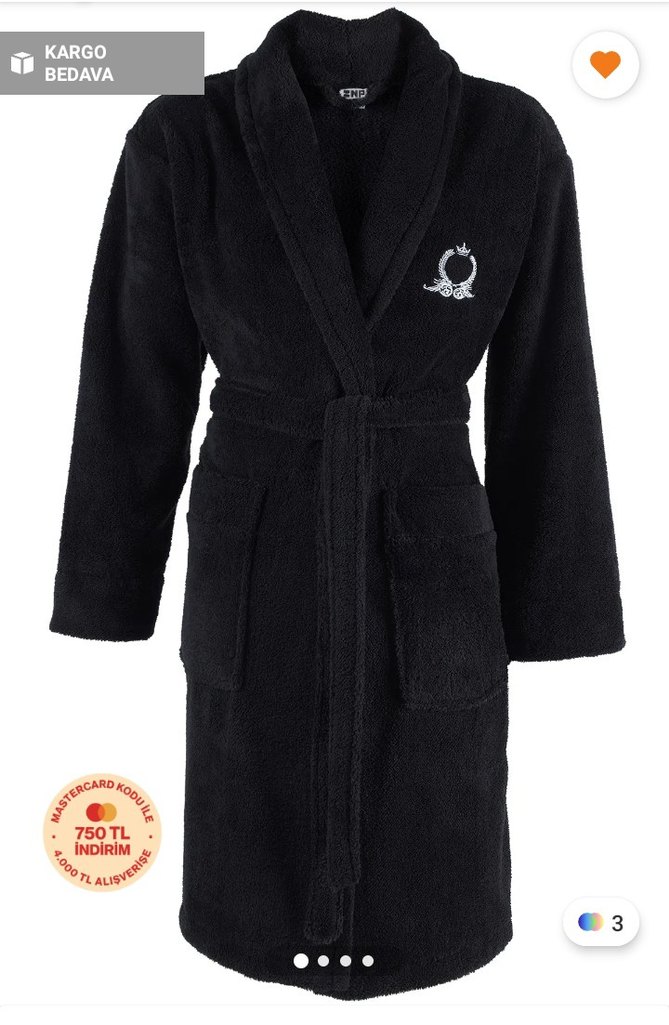 Şalyaka Wellsoft  Siyah Polar  Sabahlık *Robdeşambr - Görsel 3