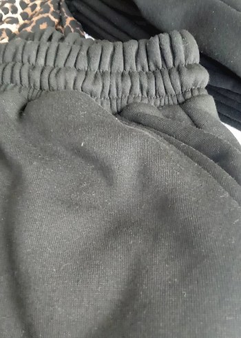 Erkek - Kadın cepli siyah  Eşofman Altı 3 iplik - Görsel 3