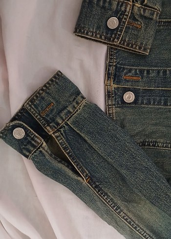Düğmeli Koyu Mavi Kadın Denim Ceket - Görsel 5