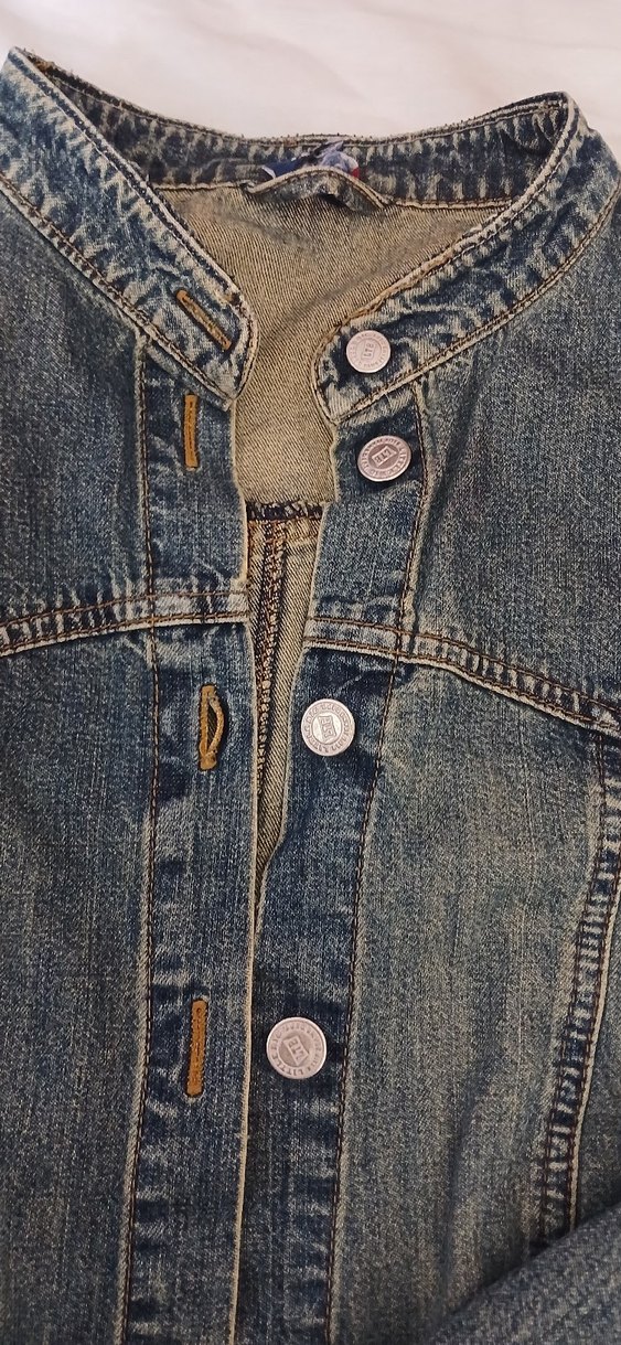 Düğmeli Koyu Mavi Kadın Denim Ceket - Görsel 2