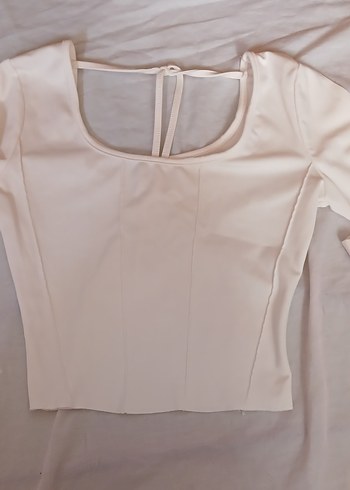Beyaz Kadın crop bluz - Görsel 4