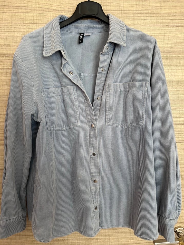 Gri Kadın Düğmeli Gömlek - Görsel 2