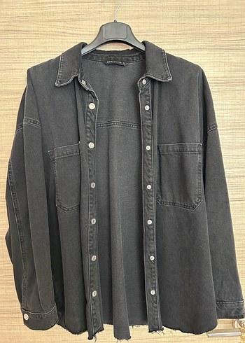 Düğmeli Siyah Kadın Denim Ceket - Görsel 2