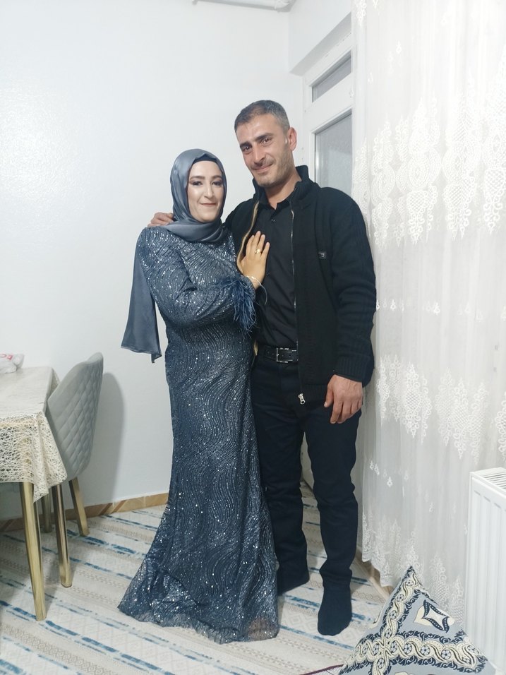 Gri Uzun Kollu Drapeli Etnik Nişan Elbisesi - Görsel 2