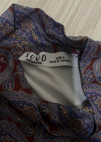 SUUD COLLECTION Bordo Desenli Bohem Balıkçı Yaka Bluz - Görsel 2