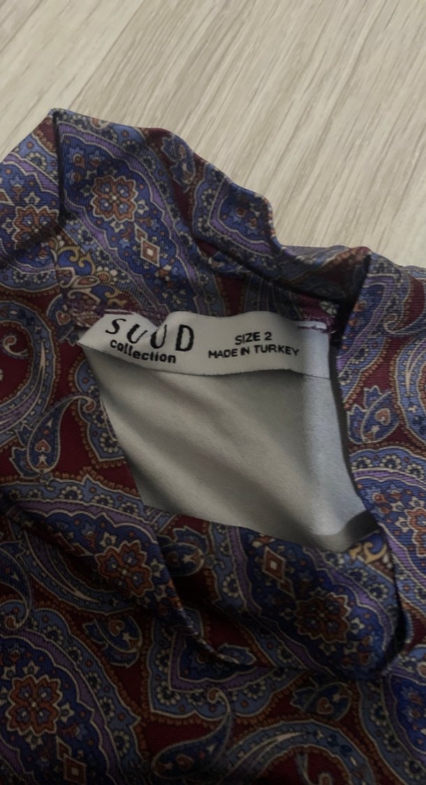 SUUD COLLECTION Bordo Desenli Bohem Balıkçı Yaka Bluz - Görsel 2