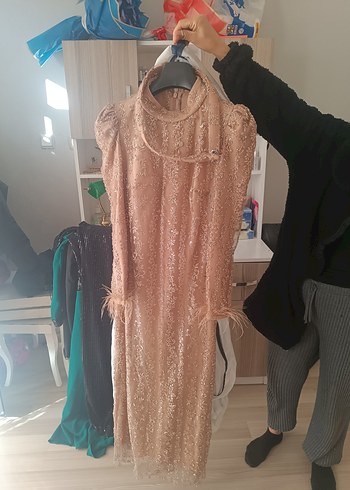 Bej Dantel Midi Elbise, Bohem Tarz - Görsel 2