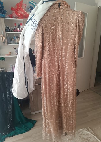 Bej Dantel Midi Elbise, Bohem Tarz - Görsel 3